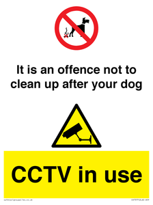 It is an offence not to clean up after your dog. CCTV in use